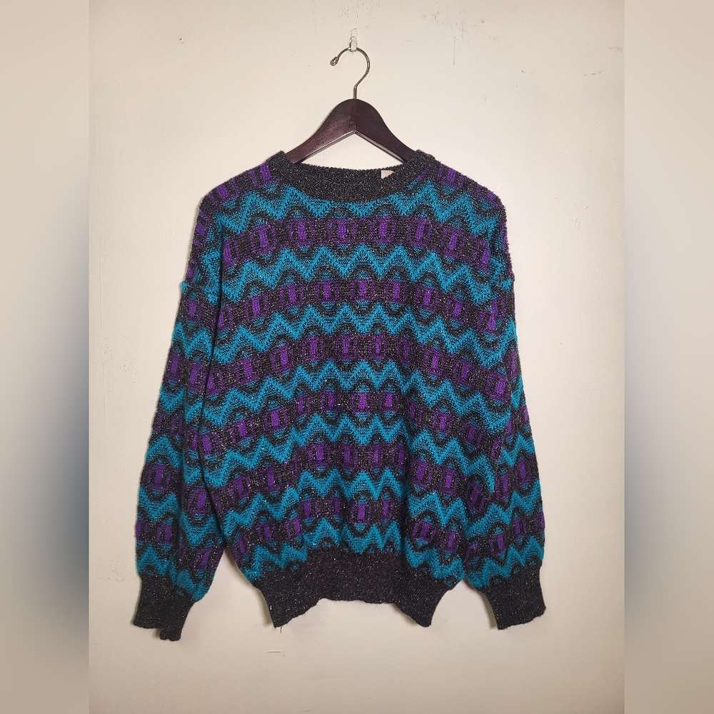 👕🌶 Vintage Paulo Confi "Aqua" Patterned Knit Sweater